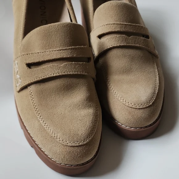 Vionic Tan Suede Penny Loafers Comfort Orthotic Slip On Flats - Picture 5 of 10